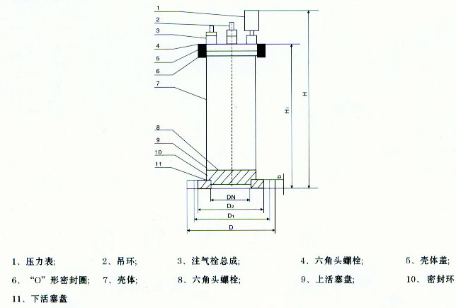 YQ9000活塞式水錘吸納器結(jié)構(gòu)圖